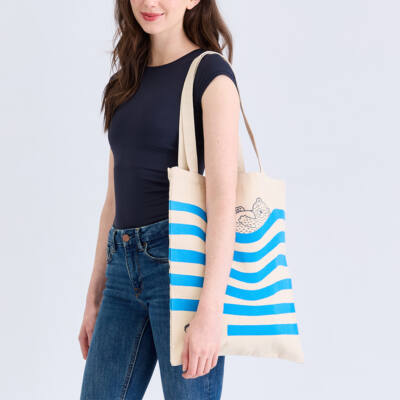 Borsa piccola in cotone/tela con manici lunghi | 28 x 33 cm