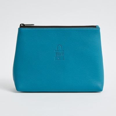 blue vegan leather travel pouch bag with zipper for wholesale - Direct from supplier in wholesale