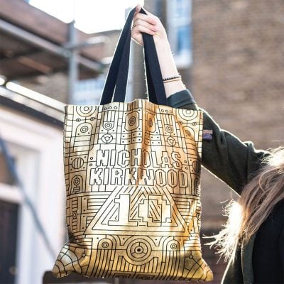 canvas shopping bags with gold print by supreme creations
