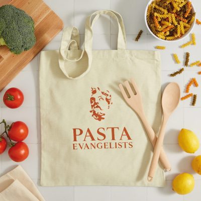dyed canvas tote bag for pasta evangelist by supreme creations