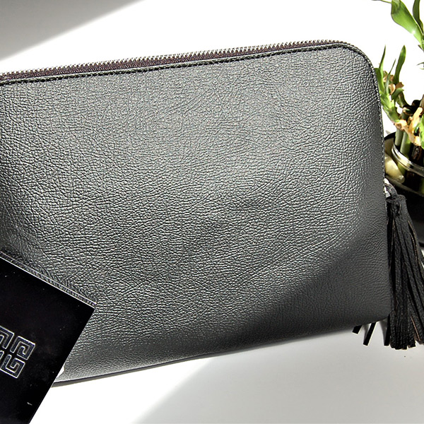 borsa per il lavaggio in pelle con cerniera