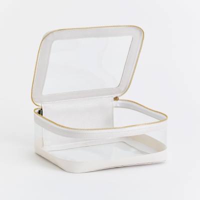 Borsa da viaggio per il trucco in pelle vegana e PVC trasparente di Supreme Creations