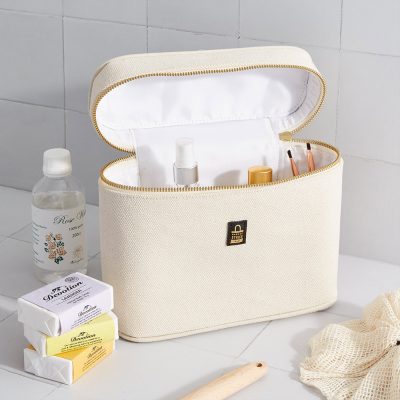 piccolo vanity case di lusso in tessuto naturale