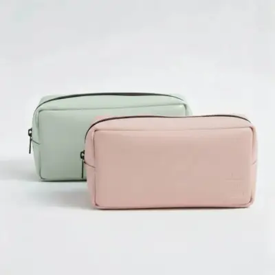 borsa a forma di sacchetto rettangolare in pelle vegana rosa e verde