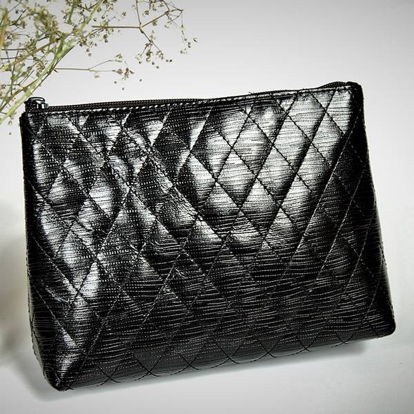 borsa da trucco trapuntata in pelle premeium